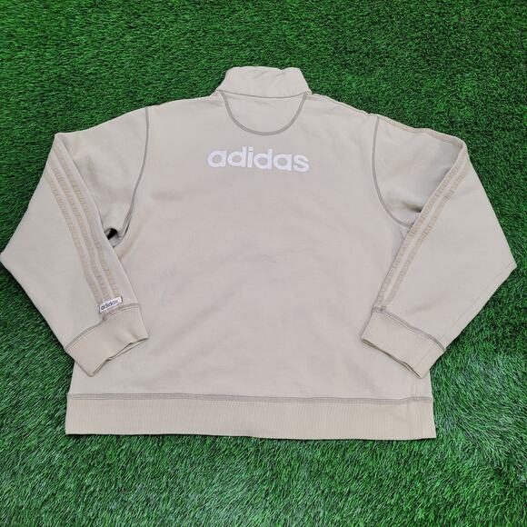 Vintage Y2K Adidas Track Jacket XL 26x28 Khaki Beige - Picture 4 of 16